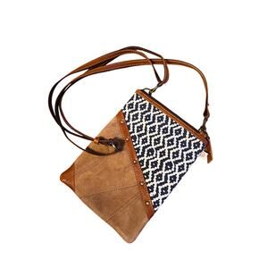 VAAN and Co Brisk Crossbody Bag with Cellphone Pocket. Vegan Leather. Blue